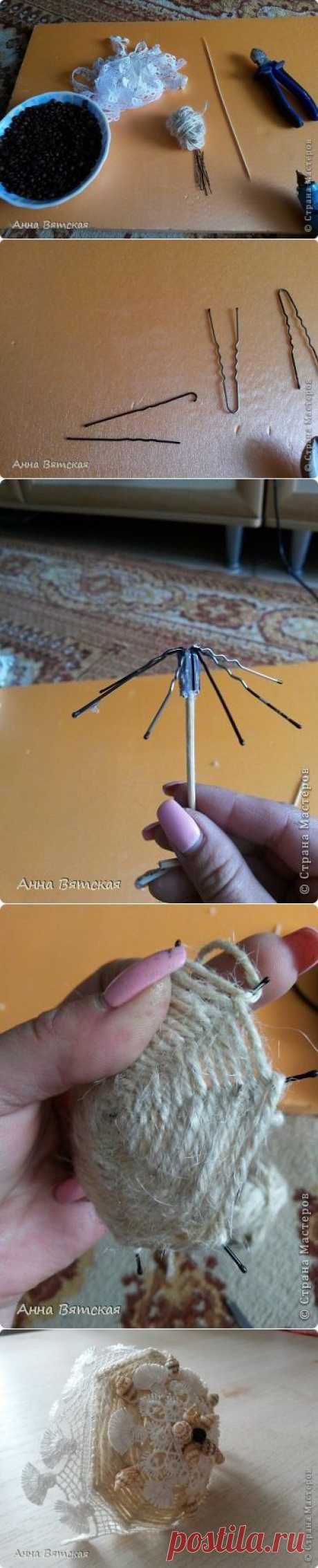 Джутовый зонтик из шпилек-экспресс вариант | Страна Мастеров