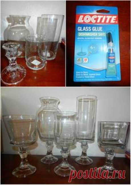 Dollar Tree candlestick holders and vases plus glass glue…