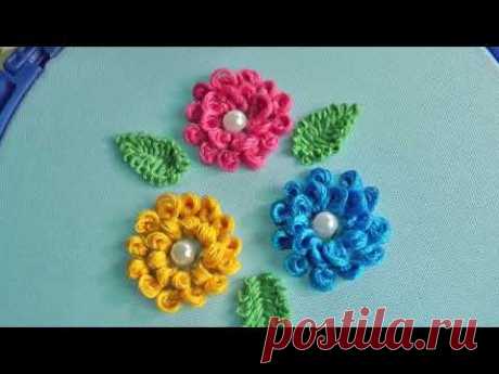 Ring knot Stitch Flowers Hand Embroidery Floral design