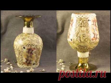 (1) DIY #29 decoupage lesson decoupage bottles for beginners decoupage glass tutorial shabby chic - YouTube