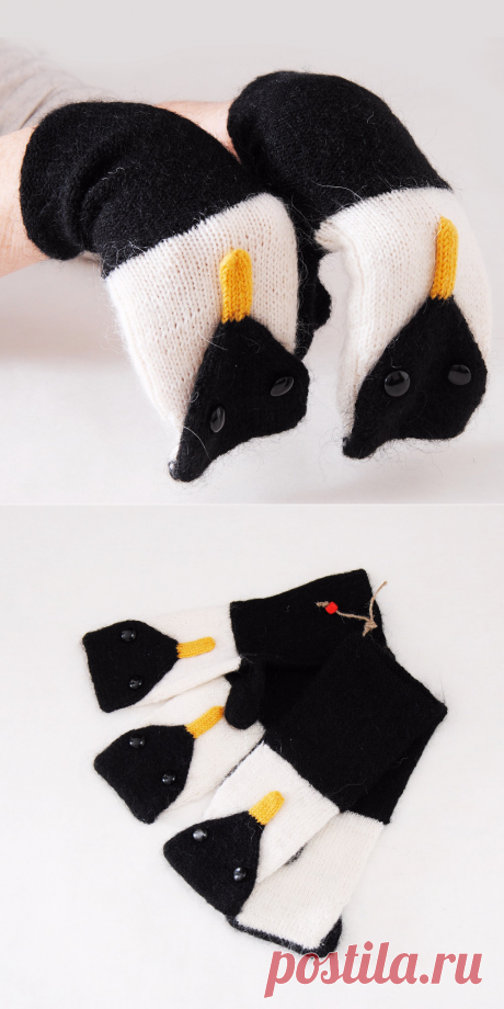 Купить вязаные варежки Пингвины от бренда Olga Arbuzova | Mellroot