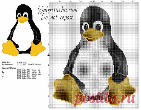 Tux-the-penguin-mascot-of-Linux-free-cross-stitch-pattern-made-with-pcstitch-software.jpg (2832×2226)