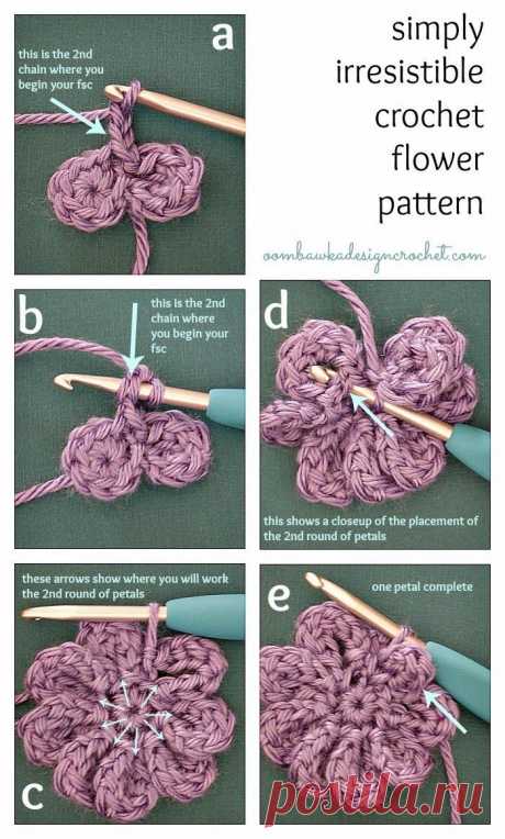 Oombawka Design *Crochet*: Simply Irresistible Crochet Flower - Free Crochet Pattern ✿Teresa Restegui