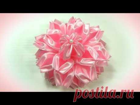 Цветы из лент, канзаши, МК / DIY satin ribbon flower, kanzashi