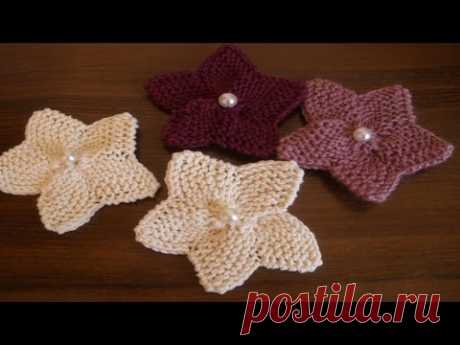 Knitting. Knitting flower. Tutorial    Вязаный спицами цветок.