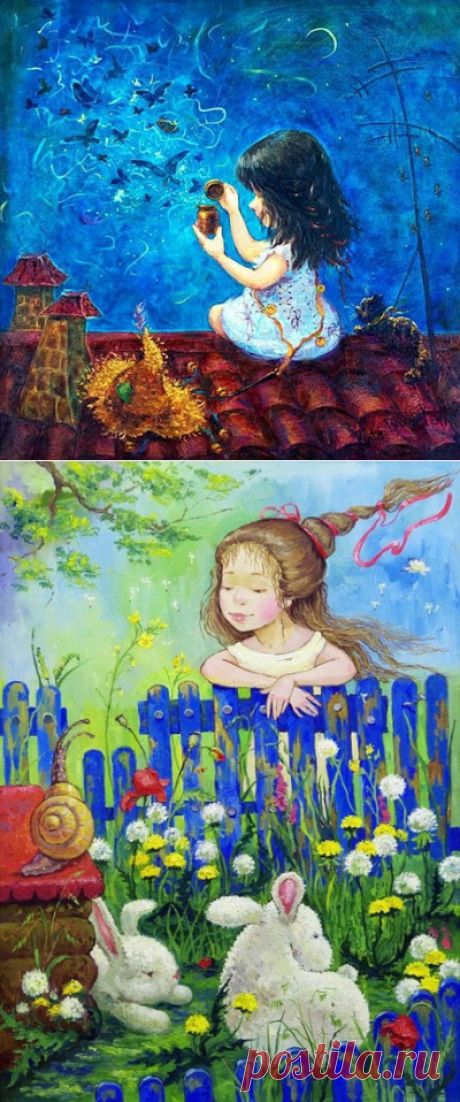 Художница Катя Дудник | Разноцветный мир детства