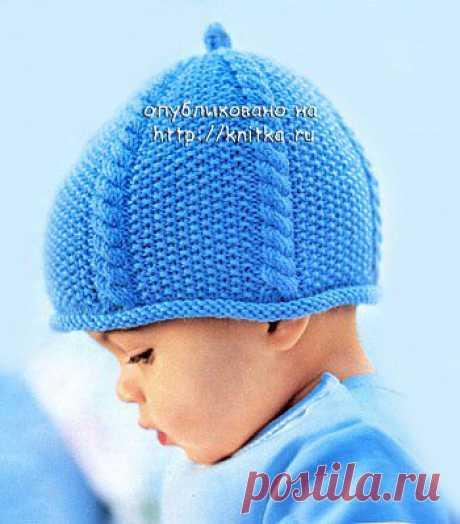 Голубая шапочка из рубрики Вязание для детей. Вязание спицами модели и схемы на kNITKA.ru