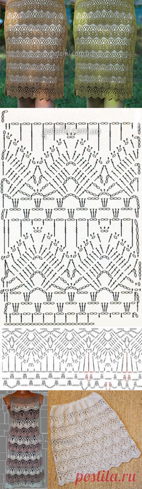 Роскошный узор для платья или юбки. Схема