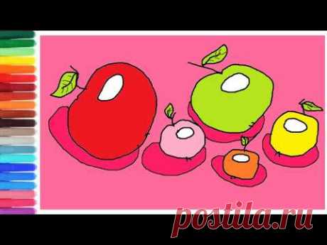 How to draw and count apples  |  Coloring Books & Art Colors for Kids |Mom draws