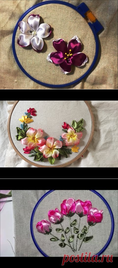 (4) Красивый и простой цветок из атласной ленты /A beautiful and simple flower made from satin ribbon - YouTube