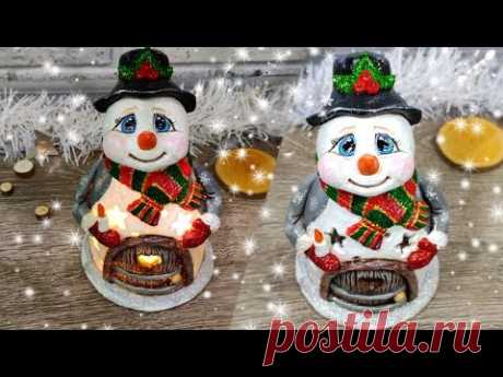 СНЕГОВИК-ДОМИК своими руками БЫСТРО и ПРОСТО.Поделки.МАСТЕР-КЛАСС.Simple CHRISTMAS SNOWMAN craft.DIY - YouTube