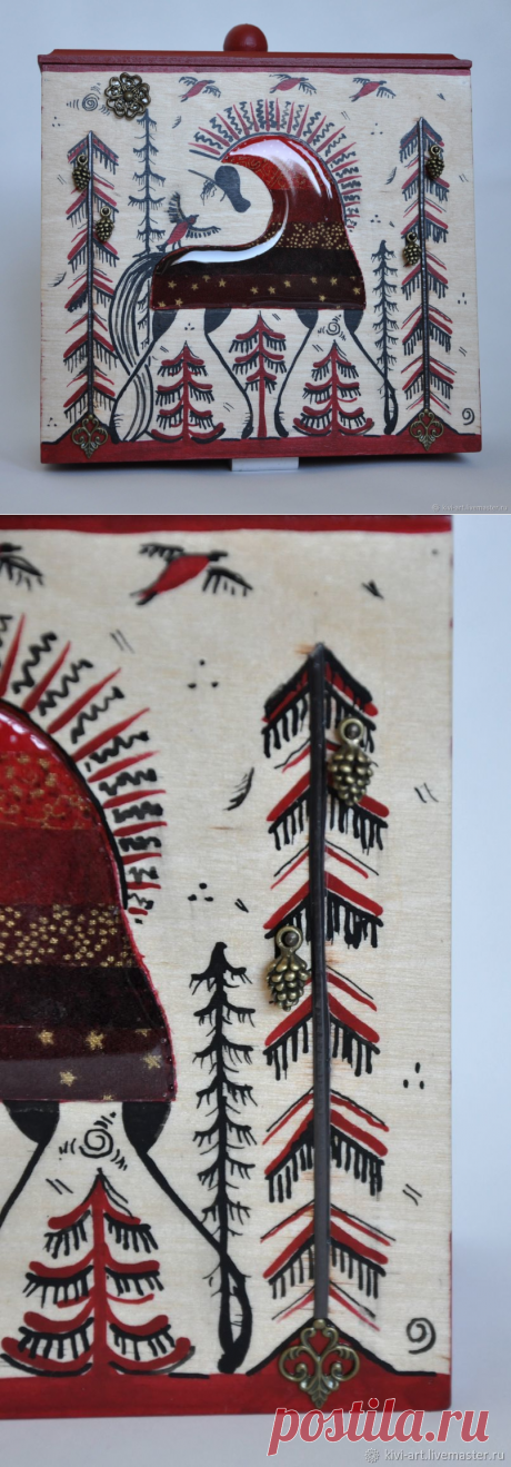 Короб " Красный конь" в стиле мезенской росписи – купить в интернет-магазине на Ярмарке Мастеров с доставкой - GOSYFRU | Москва