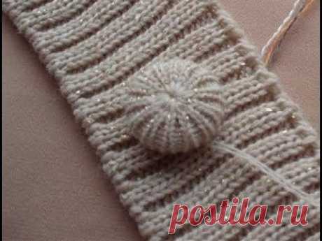 Красивые вязаные пуговицы спицами (мастер-класс) Beautiful Knitted Round Button (DIY)
