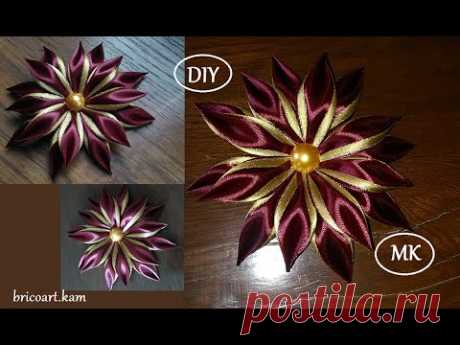 DIY/MK/Tutorial/Kanzashi flower red&amp;gold - bricoart.kam