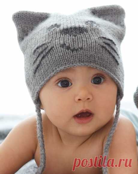 Комплект спицами &quot;Кошечка&quot;. Пуловер, пинетки и шапочка для малыша » Женский Мир
