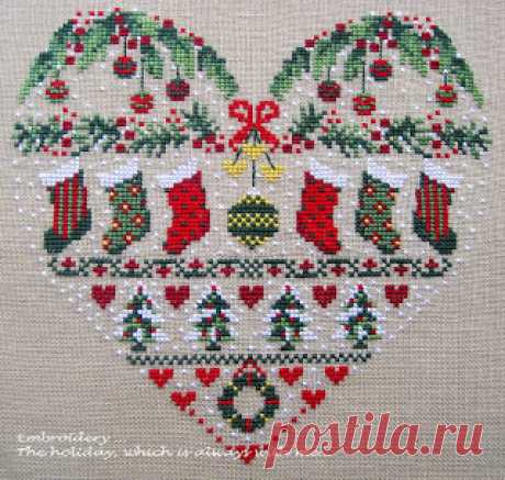 Embroidery ... The holiday, which is always with me...: Кашпо для рождественской композиции «Noel Heart» (Bleu de Chine)