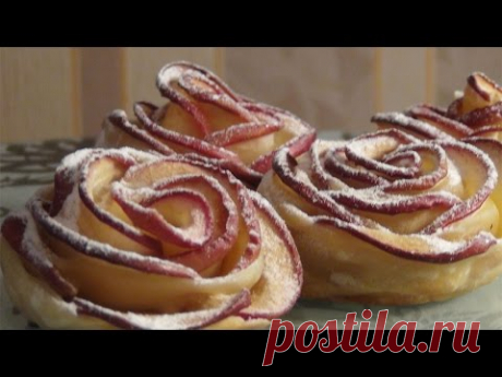 Яблочные розочки в слоеном тесте-очень вкусно