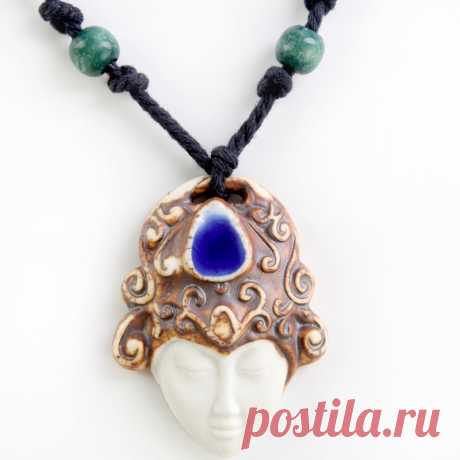 Hand-made jewelry in Jingdezhen ceramic necklace pendant hand-woven retro Royal Court A63 Ceramicslife.com