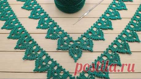 УГЛОВАЯ ажурная КАЙМА простое ВЯЗАНИЕ КРЮЧКОМ для начинающих Crochet Border for Doily Tablecloth