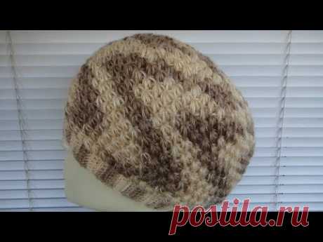 Шапка - берет узором Звездочки крючком. Crochet hat