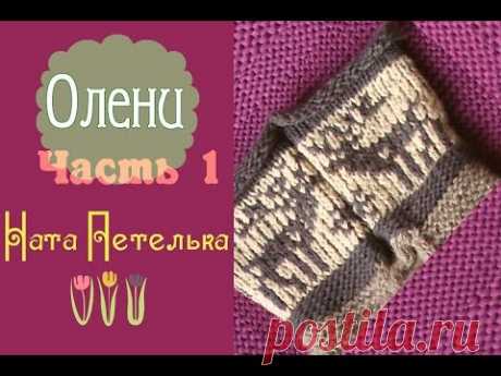 Жаккардовый узор &quot;Олени&quot;. Часть 1 (How to knit jacquard  pattern with deer)