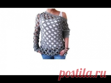 🔔 вязаная крючком ❤ КОФТА СЕТКА ❤ Crochet grid sweater ➦ blouse ❤ ВЯЗАНИЕ КРЮЧКОМ 🔒