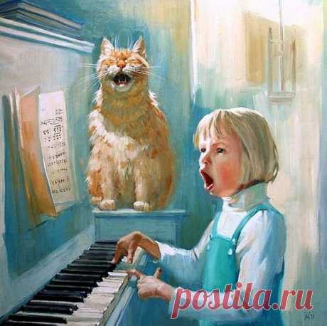 Картины кошек и людей. Мария Павлова - дуэт