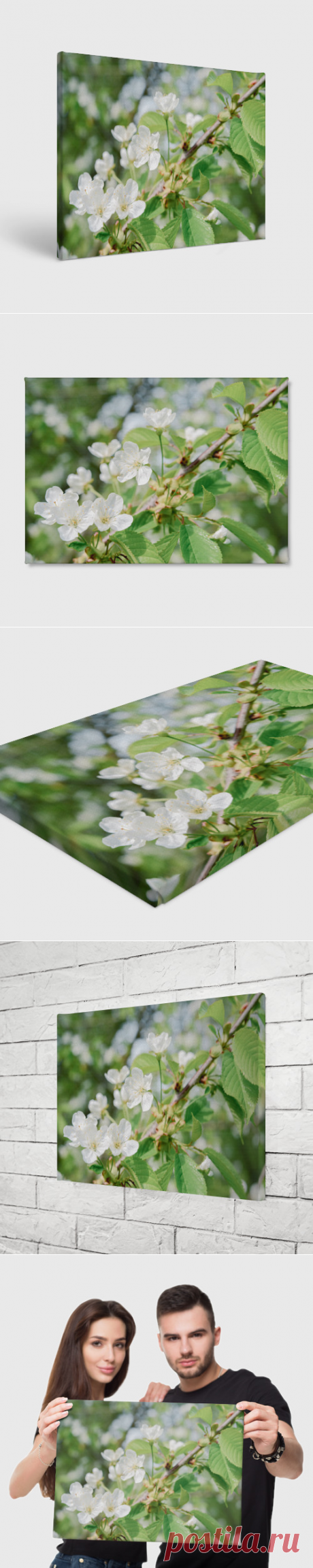 Холст прямоугольный Цветущая ветка вишни, фото - купить по цене 1590 руб в интернет-магазине Всемайки, арт 3652995