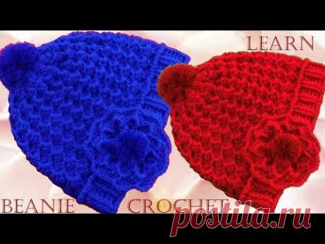 Como tejer Gorro boina a Crochet o Ganchillo punto panal en relieve