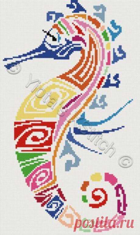 Seahorse cross stitch kit, pattern, chart | Yiotas XStitch