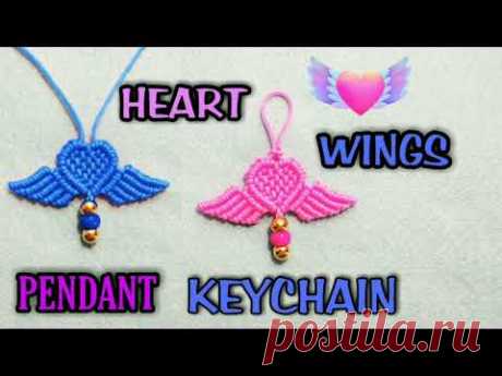 HEART MACRAME KEYCHAIN WITH WINGS, MACRAME ANGEL, SOUVENIR, GANTUNGAN KUNCI HATI TALIKUR,PENDANT