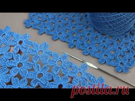 ЦВЕТОЧНЫЙ УЗОР без отрыва нити!!!  ВЯЗАНИЕ КРЮЧКОМ :) SUPER EASY Beautiful Flower Pattern Crochet