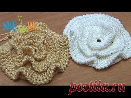 ▶ Crochet Ruche Petal Flower Made On Plate Tutorial 16 Part 1 of 2 - YouTube