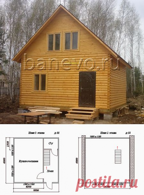 Дом из бруса 6х6 в полтора этажа (Д-31) - ООО Стимул, строим под ключ!