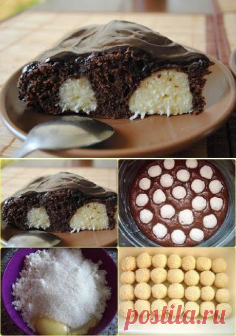 Лучшие кулинарные рецепты: Шоколадный пирог с творожными шариками