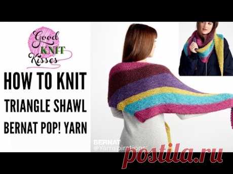 Knit Along the Knit Triangle Shawl Pattern by Yarnspirations with Bernat Pop! from Walmart