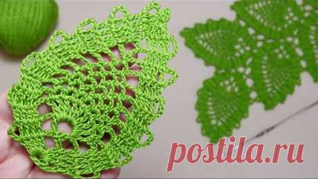 Простой ЛИСТИК КРЮЧКОМ подробное ВЯЗАНИЕ для начинающих How to Crochet a Leaf Tutorial for Beginners