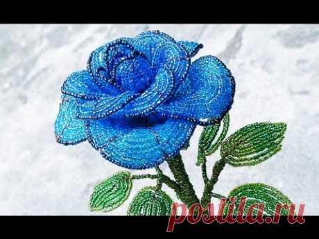 PART 1 tutorial: blue rose out of beads (Как cделать синюю розу из бисера)