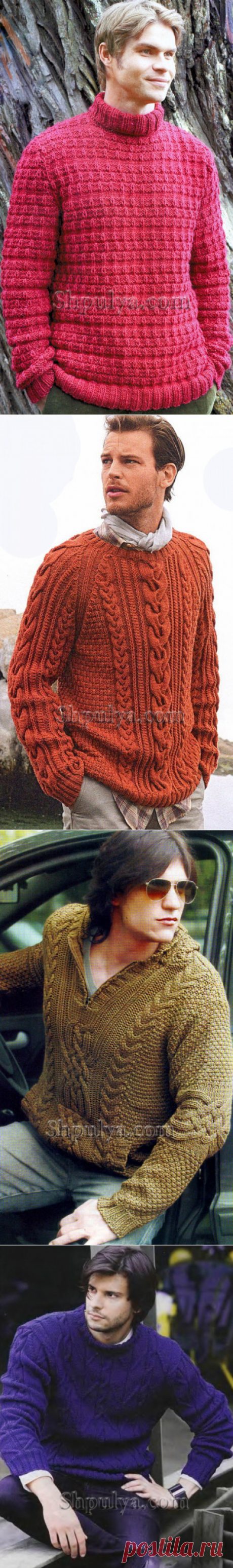 Свободный пуловер их мохера красного цвета — Shpulya.com - схемы с описанием для вязания спицами и крючком