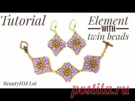 #МК - Серьги с применением бисера твин | #Tutorial - Earrings with beads twin