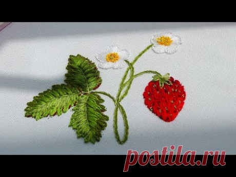 Embroidery :Strawberries 🍓 Вышивка: Клубника 🍓 Cómo bordar fresas
