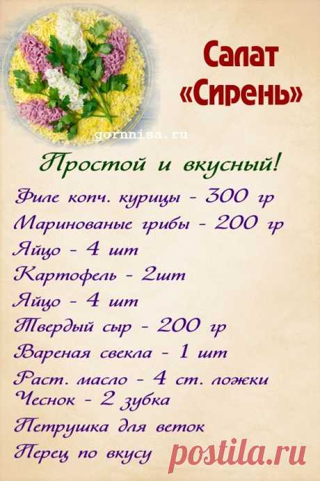 Праздничный слоеный салат «Сирень». Простой рецепт | | ГОРНИЦА