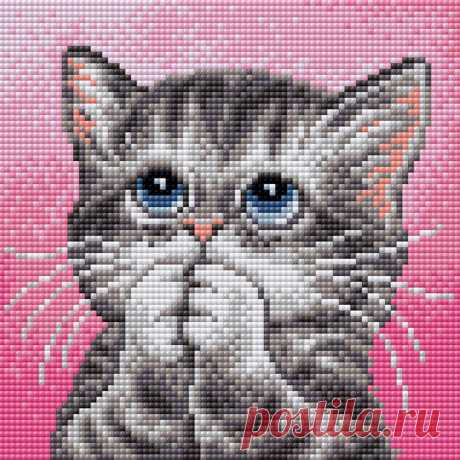 Милый котёнок V-75. Алмазная мозаика, стразы &gt; Вышиваем Бисером &gt; Животные.