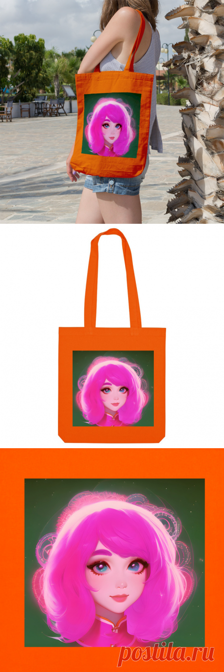 Сумка «Девушка с ярко-розовыми волосами» цвет белый - дизайнер принта Anstey
