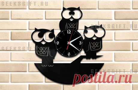 Необычный подарок: Часы из виниловой пластинки - Три совы
