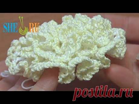 ▶ Crochet Ruche Petal Flower Made On Plate Tutorial 16 Part 2 of 2 - YouTube