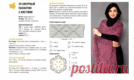 Вязание ажурной палантины - Кофты крючком - Вязание для женщин - Схемы вязания