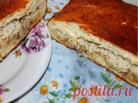Пирог с сардинами и рисом