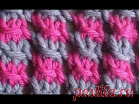 How to Knit a Two-Color Star Stitch Pattern #41│by ThePatternFamily