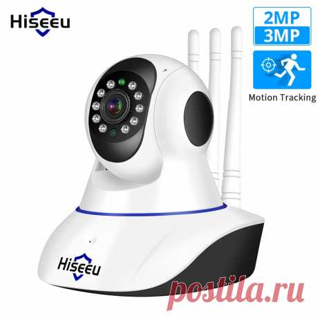 1256.43руб. 67% СКИДКА IP камера Hiseeu, 1080P, 1536P, Wi Fi, 2 МП night vision cctv camera|security ipcamera baby monitors